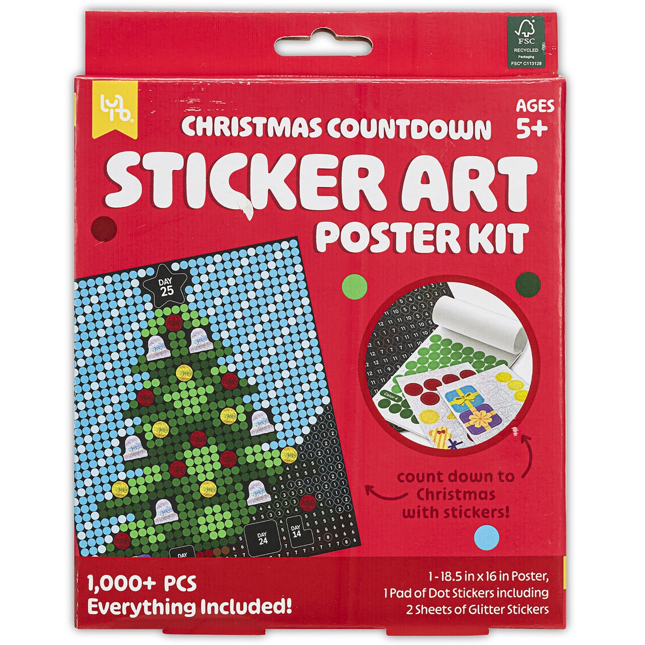 Little Yellow Bicycle: Christmas Countdown Sticker Art Poster Kit - Fun Holiday-Themed Sticker Art, Family-Friendly Activity, Kid & Adult Craft Set